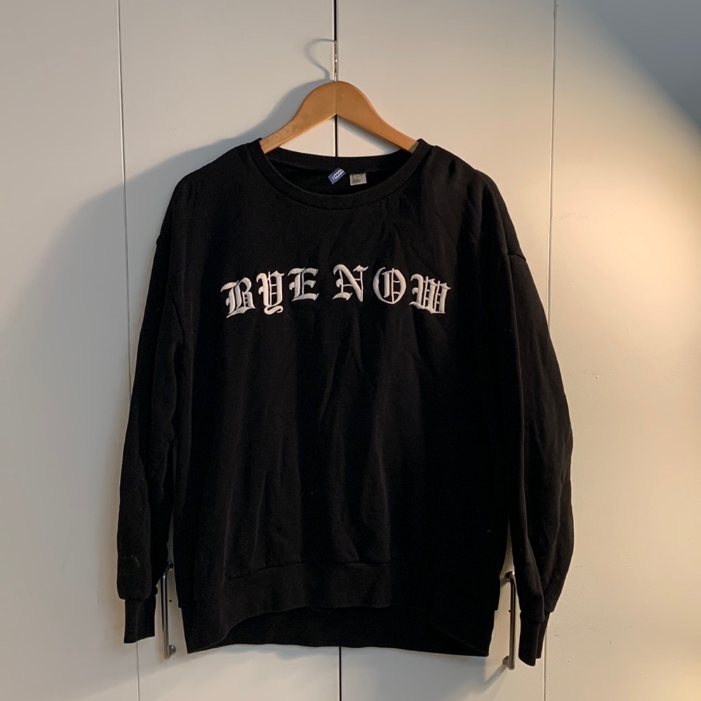 H&M Men’s Large Black Gothic Embroidery and Screen Print Streetwear Sweater